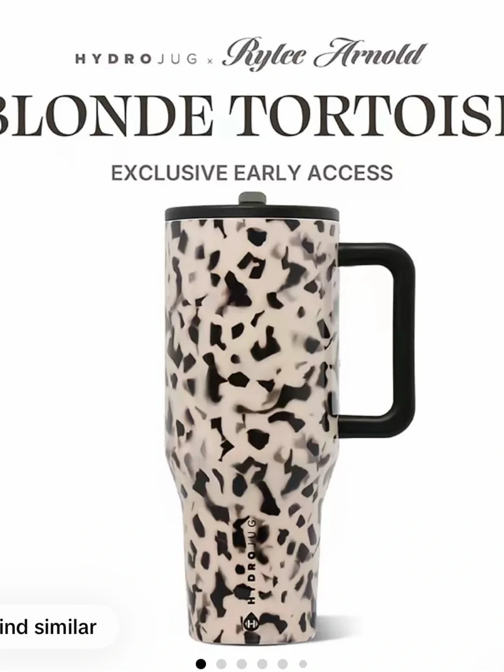 HydroJug Blonde Tortoise Kids Travel Mug - Black & Cream